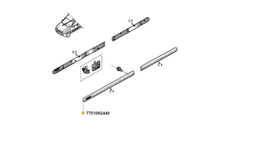 Bandou Usa Fata Stanga Renault Kangoo 1997-05.2002, Ornament lateral portiera, 7701692449,  piesa originala OE