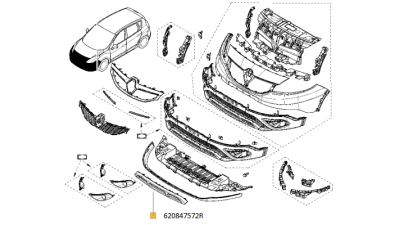 Ornament grila Bara Fata Renault Scenic III 2009-2016, 620847572R,  piesa originala OE