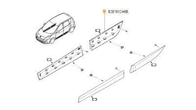 Bandou usa Spate Dreapta Renault Scenic 3 2009-2016, ornament portiera negru, 828765246R,  piesa originala OE