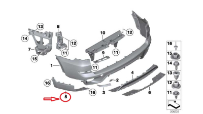 Ornament bara spate dreapta Bmw X5 (E70), 04.2010-11.2013, latura, inferior, 51127242528 ORIGINAL