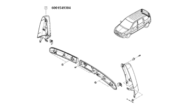 Ornament stalp Spate Dreapta Dacia Logan MCV 2007-05.2012, Logan Express 2007-2012, 6001549304,  piesa originala OE