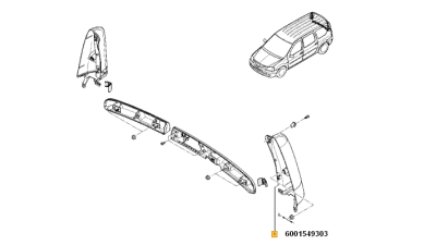 Ornament stalp Spate Stanga Dacia Logan MCV 2007-05.2012, Logan Express 2007-2012, 6001549303,  piesa originala OE