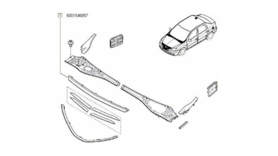 Ornament Superior cromat calandru Dacia Logan 2004-2009, Grila Radiator, 6001546857,  piesa originala OE