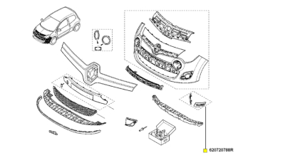 Set Grile Bara Fata Renault Twingo II 11.2011-11.2014 stanga+dreapta, 620720788R,  piesa originala OE