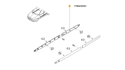 Bandou Usa Spate Dreapta Renault Clio 2 09.1998-2012 modele cu 5 usi, ornament portiera, 7700410281,  piesa originala OE