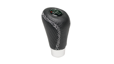 Ornament schimbator de viteze RaceSport negru imitatie piele cusatura alba