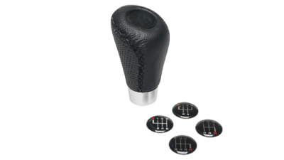 Ornament schimbator de viteze RaceSport negru imitatie piele cusatura neagra