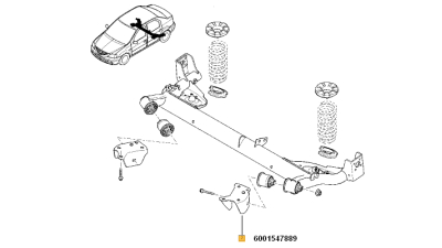 Palier spate Dacia Logan 2004-2012 Sandero 2008-2012. suport bucsa punte spate, partea stanga, 6001547889,  piesa originala OE