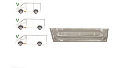 Panou reparatie usa Mercedes Sprinter 208-416 (W901-905), 01.1995-2006, VW LT II 05.1996-12.2005 , Partea Stanga, Fata, inferioara, cu gauri