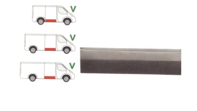 Panou reparatie usa culisanta Mercedes SPRINTER 208-416 (W901-905), 01.1995-2006, VW LT II 05.1996-2005, partea dreapta, usa culisanta; lungime 1185 mm , inaltime 310 mm, parte EXTERIOARA 