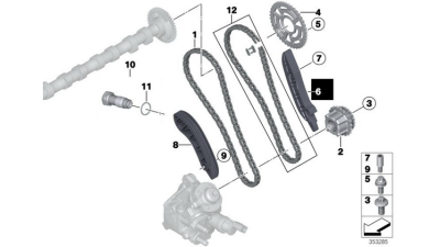 Patina lant distributie superior BMW Seria 1 (F20, F21), Seria 2 (F23, F22, F87, F45, F46), Seria 3 (F30, F31, F34, F80), Seria 4 (F32, F33), Seria 5 (F10, F11,), X1 (F48), X4 (F26), X5 (F15), partea stanga, 2.0, Original, 11317797899