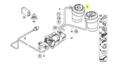 Perna aer suspensie pneumatica spate  BMW X6 (E71, E72) 3.0-4.4H 06.07-07.14;  37126790082