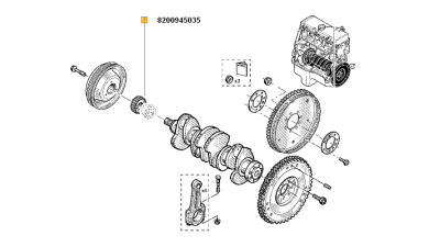 Pinion Ax Came Comanda Arbore Cotit - Fulie Dacia Logan Sandero 1.4 55kw 2004-2012 ; Dacia Logan, Logan Express, Logan Mcv, Sandero; Renault Kangoo, Kangoo Express, Logan I 1.4-1.6lpg 09.04-