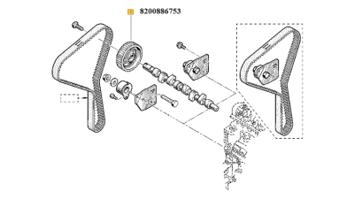 Pinion Distributie Renault Scenic 3, Megane 3, motorizare 1.9dci, 8200886753,  piesa originala OE