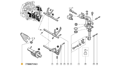 Bucsa debreiere Dacia Logan 2004-2018, Sandero 2008-2018 si Renault CLIO ESPACE KANGOO LAGUNA MEGANE SCENIC THALIA TWINGO, pentru control ambreiaj, 7700875163,  piesa originala OE