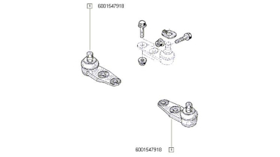 Pivot brat inferior Dacia Solenza Nova SuperNova - Renault R11, R19, R21, Super 5, Clio 1990-2012; Kangoo 1998-2008; Megane 1995-2002; Rapid, Thalia Twingo, rotula suspensie stanga/dreapta, 6001547918,  piesa originala OE