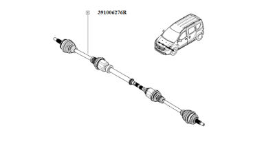 Planetara DACIA DOKKER 2012-08.2017, DOKKER EXPRESS, LODGY 2012-08.2017, partea dreapta, cutie mecanica cu 5 trepte, 391006276R,  piesa originala OE