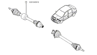 Planetara DACIA LOGAN 2004-2012, SANDERO 2008-; partea Dreapta (Fara ABS) motorizare 1.2 16V/1.4/1.6 MPI, 8201045819,  piesa originala OE