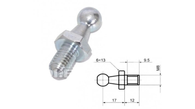 Cap echilibror hayon bolt cu cap bila M8 set 2 bucati pentru amortizor, lungime filet 9.5mm , 12x17mm