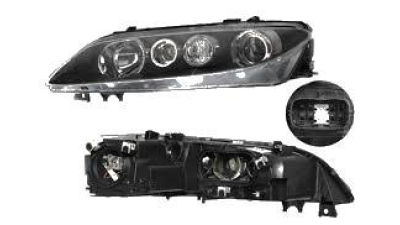 Far Mazda 6 06.2002-04.2005 TYC stanga fata , tip bec H1+H1+H3, culoare rama argintiu reglaj electric