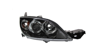 Far Mazda 3 (BK) Hatchback 10.2003-07.2009 partea dreapta fata, tip bec H7+HB3, reglaj electric, culoare negru, TYC 20-0859-05-2, fara motoras