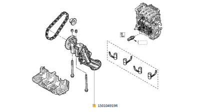 Pompa Ulei motor 1.6 16V DACIA DUSTER, LOGAN, LOGAN II, LOGAN MCV, SANDERO; RENAULT CLIO FLUENCE GRAND KANGOO LAGUNA MEGANE MODUS SCENIC THALIA TWINGO motor 1.4 16V/1.5 dci/ 1.6 16V, 150104919R,  piesa originala OE
