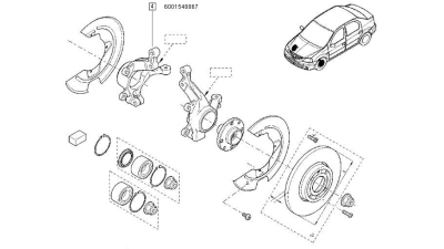 Portfuzeta roata fata Dacia Logan 2004-2012 Sandero 2008-2012, partea Dreapta, modele cu ABS, 6001548867,  piesa originala OE