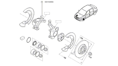 Portfuzeta roata fata Dacia Logan 2004-2012 Sandero 2008-2012, partea Dreapta, modele fara ABS, 6001548866,  piesa originala OE