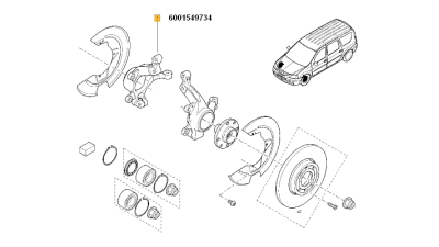 Portfuzeta roata fata Dacia Logan I MCV, Van, Pickup 2008-05.2014 (pentru discuri frana 259x20.6mm), partea Dreapta, Cu Abs, 6001549734,  piesa originala OE