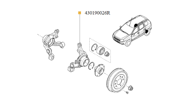Portfuzeta punte Spate stanga Dacia Duster 4x4 2010-07.2015, 430190026R,  piesa originala OE