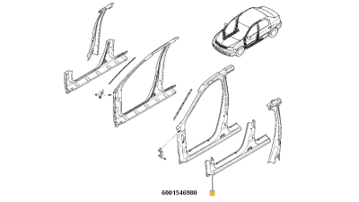 Prag Dacia Logan 2004-2012 Berlina, Logan MCV, EXpress VAN, bavolet lateral partea stanga, 6001546980,  piesa originala OE