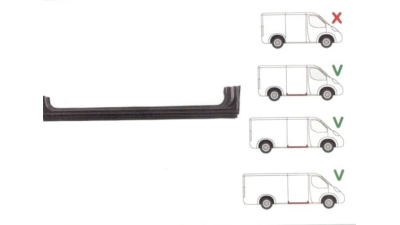 Prag Mercedes Sprinter (906) 01.2007- , 209-524 07.2006- VW Crafter (2E) 12.2005- Dreapta , lungime 1550mm , sub usa culisanta , cargo hold: L=3265/4300/4700mm, prag din metal