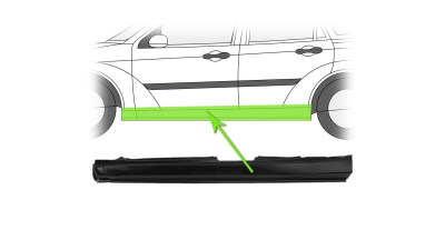 Prag Ford Focus 1 (Daw/Dbw/Dnw/Dfw) 09.1998-11.2004 Stanga , 4/5-Usi/Hatchback/Combi, prag metalic
