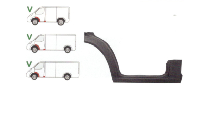 Prag Mercedes Sprinter 208-414 01.1995-2007, VW LT2 05.1996-2005 Usa Fata Stanga sub usa fata cu segment aripa interior, prag din metal