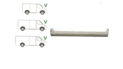 Prag Mercedes Sprinter 208-416 (W901-905), 01.1995-2006, VW LT II 05.1996-12.2005 Dreapta A199016370401 sub usa culisanta lungime 1200mm, tabla de 0.80mm