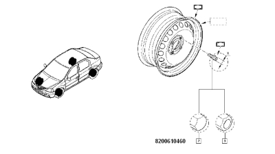 Prezon Janta Tabla M12x1.5x26mm Dacia Logan 2004-2012, Sandero 1, Duster, BMW E46 E36 E30 E90/E91, E60/E61, E65/E66 X1 X5, Mercedes Citan, Renault Kangoo, 1 buc. 8200610460,  piesa originala OE