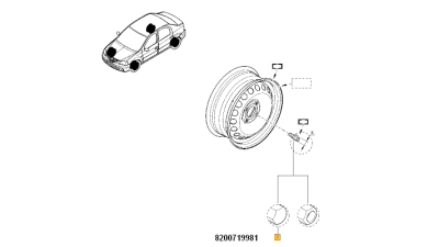 Prezon Roata Otel M12 X 1,5 Dacia Dokker, Dokker Express, Duster, Lodgy, Logan, Logan Express, Logan Mcv, Sandero; Renault Captur I, Clio, Clio Ii, Clio Iii, Clio Iv, Duster, Fluence, Kangoo, Kangoo Be Bop 03.93-