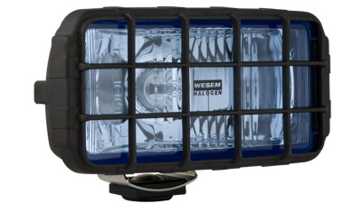 Proiector auto Wesem 12/24V bec H3 182x86x81mm geam albastru carcasa de plastic neagra, cu lumina de drum , 1 buc.