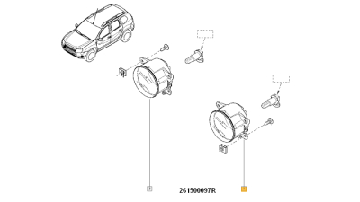 Proiector ceata Dacia Duster, Logan, Sandero; Fiat Talento; Opel Vivaro; Renault Captur, Clio 4, Kangoo (W), Koleos (Y), Megane 3, Scenic (JZ), Trafic, Twingo, stanga/ dreapta, Original, 261500097R