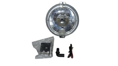 Proiector auto Wesem 12V bec H3 si led rotund , 183x97mm rotund sticla alba carcasa cromata, cu lumina de drum , 1 buc.