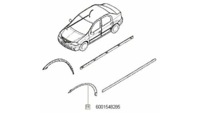 Protector Aripa Fata Stanga (La Pasaj roata) Dacia Logan Berlina/Sedan 2004-2012, 6001548285,  piesa originala OE