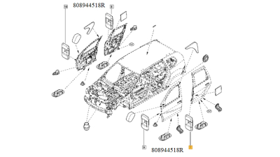 Protector Opritor Usa Dacia Logan 2004-2020, Sandero 2008-2018, Logan MCV 2007-2018; Duster 2010-2018, obturator praf limitator usa fata/spate stanga/dreapta, 808944518R,  piesa originala OE