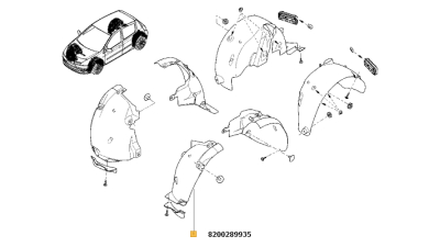 Carenaj roata Renault Clio 3 (R0/1) 09.2005-2014, punte Fata, Partea Din Fata Stanga, Jante Pe 15 Inch,, 8200289935,  piesa originala OE