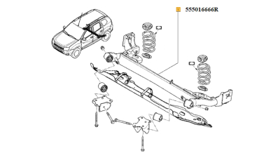 Punte Spate Dacia Duster 09.2014-2018 osie cu bucse, Varianta echipare: 4x2, osie spate, 555016666R,  piesa originala OE