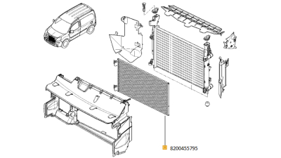 Radiator AC MERCEDES CITAN W415 2012- motor 1.2/1.5 CDi, RENAULT KANGOO 2008- motor 1.5 dci/1.6, Condensator climatizare, 8200455795,  piesa originala OE