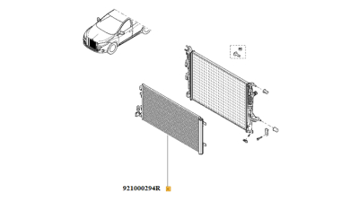 Radiator AC RENAULT FLUENCE 2010-, GRAND SCENIC III, MEGANE CC, Megane III 2008-2016, SCENIC III motorizare 1.2 TCE, 1.5 DCI, 1.6/1.6 DCI, 1.9 DCI, 2.0/2.0DCI/2.0 TCE, Condensator climatizare, 921000294R,  piesa originala OE