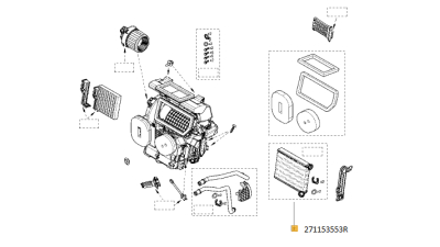 Radiator Incalzire DACIA LOGAN II 2012-, LOGAN MCV II, SANDERO II; RENAULT CLIO IV, motorizare 0.9-1.6, 271153553R,  piesa originala OE
