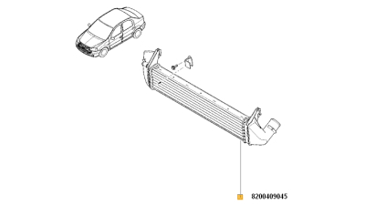 Radiator Intercooler Dacia Logan 2008-2012 Motor 1.5 Dci 48kw 65cp ; Duster 2010-2017 Motor 1.5dci 85cp ; Original 8200409045  (Lung) 590x116x40mm