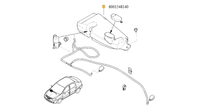 Rezervor spalator parbriz Dacia Logan 2004-2012, Sandero 2008-2012, Duster 2010-2017, 6001548140,  piesa originala OE