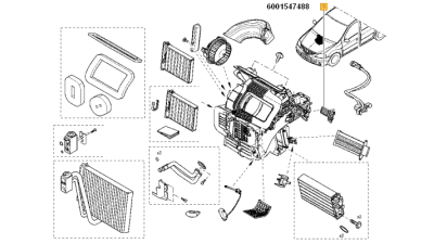 Rezistenta de control aer conditionat Dacia Logan 2004-2012, Sandero 2008-2012, Duster 2010-, benzina/Diesel, cu AC, ventilator habitaclu, 6001547488,  piesa originala OE